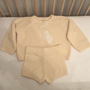 NWT! Sold OUT! “MILLK” The Golden Knit Jumper And Golden Knit Shortie Set! 6Y